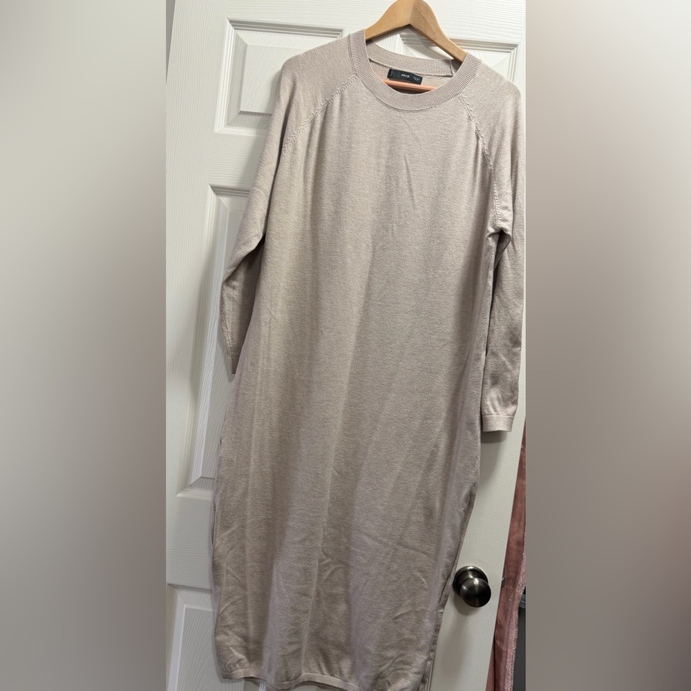 Beige Long Sleeve Knit Dress